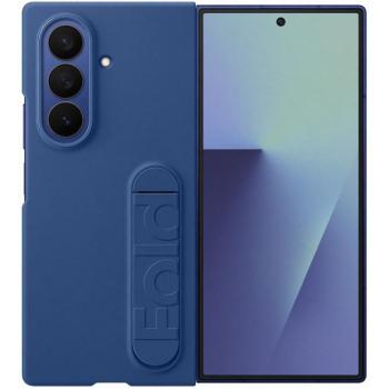 Samsung Galaxy Z Fold7 SM-F966B, Szilikon tok, + 2 db kijelzővédő fólia, matt, kitámasztóval, kék, gyári kép