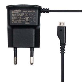 SAMSUNG hálózati töltő (5V / 700 mA, 3.5W + beépített microUSB kábel) FEKETE Nokia 7610, Nokia 5610, Nokia 6500 Classic, Nokia 6555, Nokia 8800 Sapphire Arte, Nokia 3600 Slide, Nokia 8800 Carbo kép