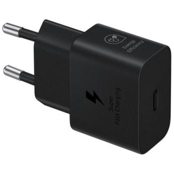 SAMSUNG hálózati töltő Type-C aljzat (25W, GaN, PD gyorstöltő) FEKETE kép