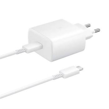SAMSUNG hálózati töltő Type-C aljzat (45W, PD gyorstöltő + 100cm Type-C kábel) FEHÉR kép
