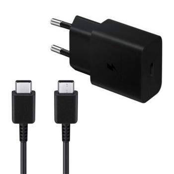 SAMSUNG hálózati töltő Type-C aljzat (5V / 2000 mA, 15W, gyorstöltés támogatás + Type-C kábel) FEKETE Asus Zenfone 3 5.5 (ZE552KL), Honor 8, Sony Xperia X Compact (F5321), Sony Xperia XZ (F83 kép