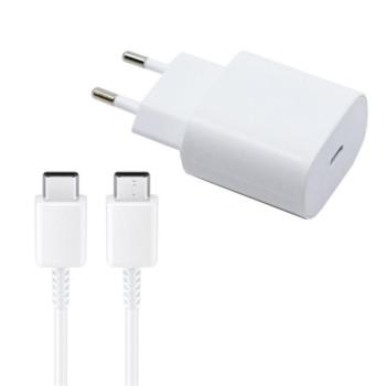 SAMSUNG hálózati töltő Type-C aljzat (5V / 3000mA, 25W, PD gyorstöltés támogatás + EP-DA705BWE Type-C kábel) FEHÉR Asus Zenfone 3 5.5 (ZE552KL), Honor 8, Sony Xperia X Compact (F5321), Sony kép