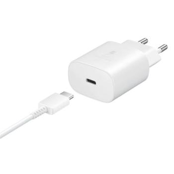 SAMSUNG hálózati töltő Type-C aljzat (5V / 3000mA, 25W, PD gyorstöltés támogatás + EP-DA905BWE Type-C kábel) FEHÉR Asus Zenfone 3 5.5 (ZE552KL), Honor 8, Sony Xperia X Compact (F5321), Sony kép