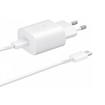 SAMSUNG hálózati töltő Type-C aljzat (5V / 3000mA, 25W, PD gyorstöltés támogatás + Type-C kábel ) FEHÉR Asus Zenfone 3 5.5 (ZE552KL), Honor 8, Sony Xperia X Compact (F5321), Sony Xperia XZ ( kép