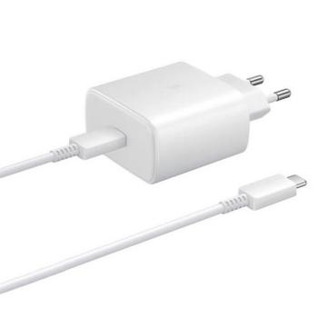 SAMSUNG hálózati töltő Type-C aljzat (5V / 3000mA, 65W, gyorstöltés támogatás + Type-C kábel) FEHÉR Xiaomi Poco F5 Pro, Samsung Galaxy A34 5G (SM-A346), Nothing Phone (2), Motorola Edge 40 5 kép