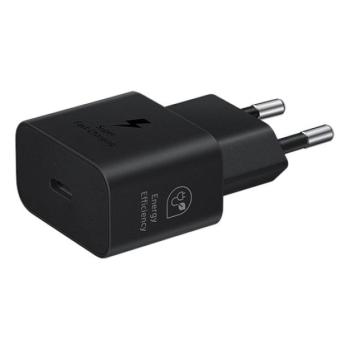 SAMSUNG hálózati töltő Type-C aljzat (5V / 3A, 25W, GaN, PD gyorstöltés támogatás) FEKETE kép