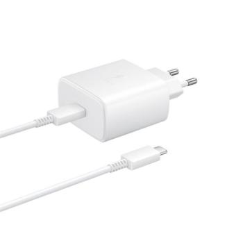 SAMSUNG hálózati töltő Type-C aljzat (9V / 3000mA, 45W, PD gyorstöltés támogatás + Type-C kábel) FEHÉR Asus Zenfone 3 5.5 (ZE552KL), Honor 8, Sony Xperia X Compact (F5321), Sony Xperia XZ (F kép