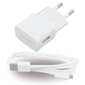SAMSUNG hálózati töltő USB aljzat (5V / 1000mA + ECB-DU4AWE microUSB kábel) FEHÉR Evolveo Strongphone Q5, Blackberry DTEK50 , Vodafone Smart turbo 7 (VFD500), HTC Desire 825, HTC One S9, Alcatel kép