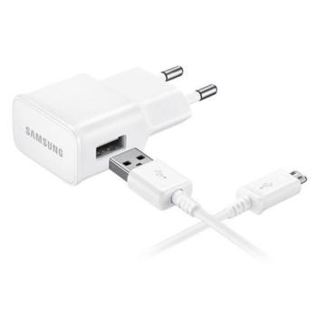 SAMSUNG hálózati töltő USB aljzat (5V / 1550 mA + ECB-DU4AWE / ECB-DU68WE microUSB kábel) FEHÉR Evolveo Strongphone Q5, Blackberry DTEK50 , Vodafone Smart turbo 7 (VFD500), HTC Desire 825, HTC O kép