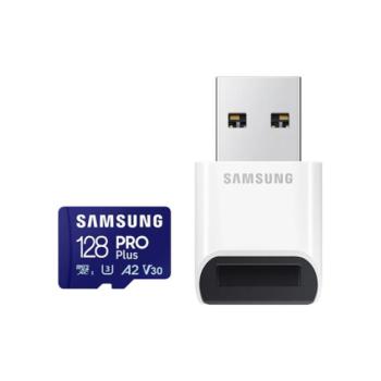 SAMSUNG Memóriakártya, PRO Plus + Reader microSDXC 128GB, CLASS 10, UHS-I, U3, V30, A2, R180/W130 kép