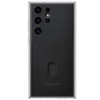 SAMSUNG műanyag telefonvédő (közepesen ütésálló, cserélhető átlátszó + bankkártya tartó hátlap) FEKETE Samsung Galaxy S23 Ultra (SM-S918) kép