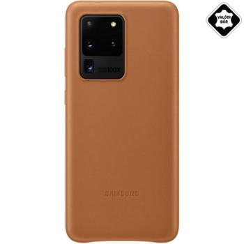 SAMSUNG műanyag telefonvédő (valódi bőr hátlap) BARNA Samsung Galaxy S20 Ultra (SM-G988F), Samsung Galaxy S20 Ultra 5G (SM-G988B) kép