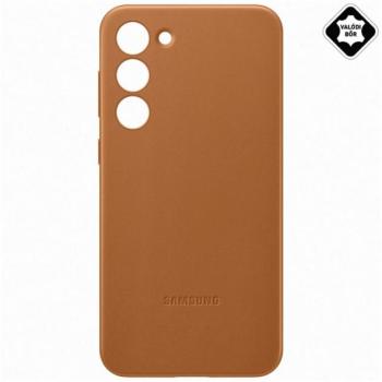 SAMSUNG műanyag telefonvédő (valódi bőr hátlap) BARNA Samsung Galaxy S23 Plus (SM-S916) kép