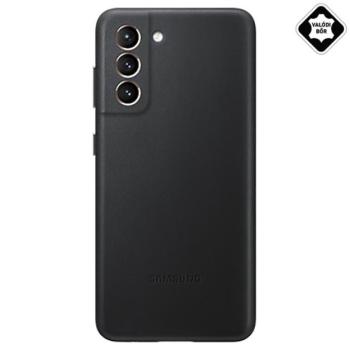 SAMSUNG műanyag telefonvédő (valódi bőr hátlap) FEKETE Samsung Galaxy S21 Plus (SM-G996) 5G kép