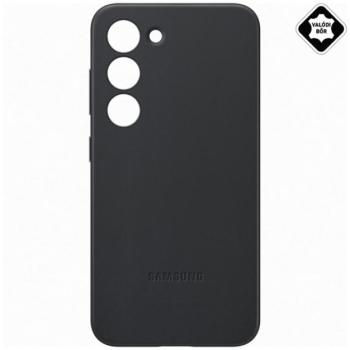 SAMSUNG műanyag telefonvédő (valódi bőr hátlap) FEKETE Samsung Galaxy S23 Plus (SM-S916) kép