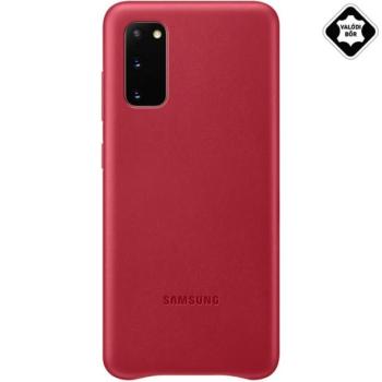SAMSUNG műanyag telefonvédő (valódi bőr hátlap) PIROS Samsung Galaxy S20 (SM-G980F), Samsung Galaxy S20 5G (SM-G981U) kép