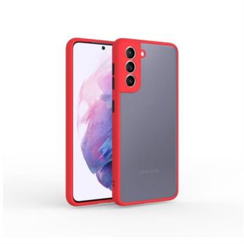 Samsung S21 műanyag tok, piros, fekete kép