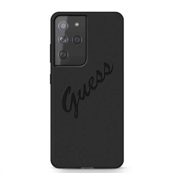 Samsung S21 Ultra GUESS GUHCS21LLSVSBK Liquid Silicon Hátlap - Fekete kép