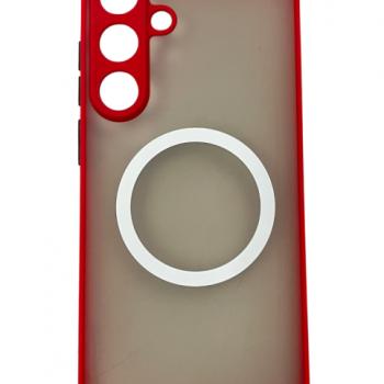 Samsung S25 Plus mágneses műanyag tok, piros-fekete kép