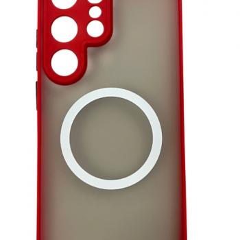 Samsung S25 Ultra mágneses műanyag tok, piros-fekete kép