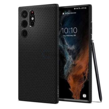Samsung S908B Galaxy S22 Ultra 5G ütésálló hátlap - Spigen Liquid Air - fekete kép