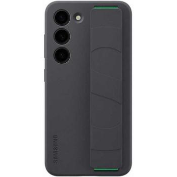 SAMSUNG szilikon telefonvédő (matt, beépített szíj) FEKETE Samsung Galaxy S23 (SM-S911) kép