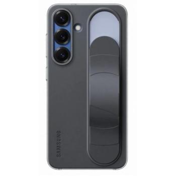 SAMSUNG szilikon telefonvédő (matt, beépített szíj, kitámasztó) FEKETE Samsung Galaxy S25 (SM-S931) kép