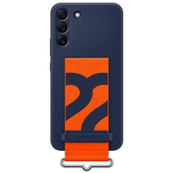 SAMSUNG szilikon telefonvédő (matt, beépített szíj) SÖTÉTKÉK Samsung Galaxy S22 Plus 5G (SM-S906) kép