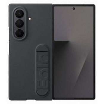 SAMSUNG szilikon telefonvédő (matt, kitámasztó + képernyővédő fólia) FEKETE Samsung Galaxy Z Fold7 (SM-F966) kép