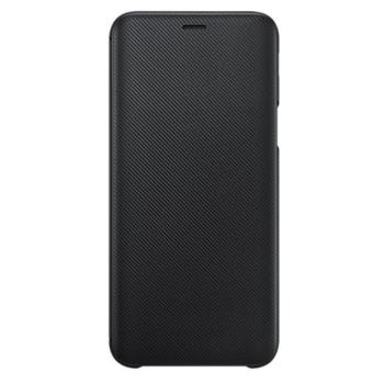 SAMSUNG tok álló (aktív FLIP, oldalra nyíló, bankkártya tartó, karbon minta) FEKETE Samsung Galaxy J6 (2018) SM-J600F kép