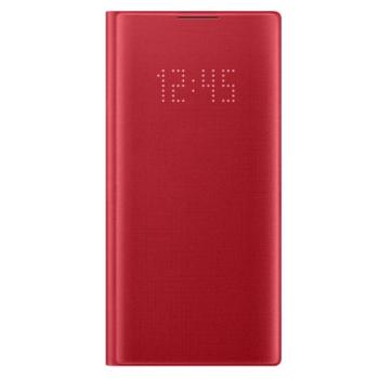 SAMSUNG tok álló (aktív FLIP, oldalra nyíló, bankkártya tartó, LED kijelző, textil minta) PIROS Samsung Galaxy Note 10 (SM-N970F) kép