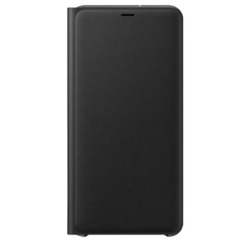 SAMSUNG tok álló (aktív FLIP, oldalra nyíló, bankkártya tartó, textil minta) FEKETE Samsung Galaxy A7 (2018) SM-A750F kép