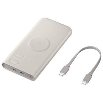 SAMSUNG vésztöltő 2 Type-C aljzat (10000mAh, 25W, PD gyorstöltő, wireless, LED jelzés) BÉZS kép