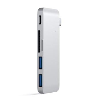 Satechi Aluminum USB-C Hub, 2x USB-A 3.0 és kártyaolvasó, ezüst kép