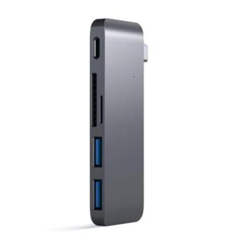 Satechi Aluminum USB-C Hub, 2x USB-A 3.0 és kártyaolvasó, szürke kép