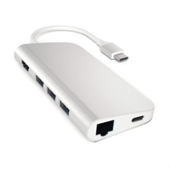 Satechi Aluminum USB-C MultiPort Hub, 4k HDMI, 3x USB-A 3.0, Gigabit Ethernet és kártyaolvasó, ezüst kép