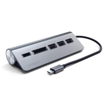 Satechi Aluminum USB-C USB-A Hub, 3x USB-A 3.0 és kártyaolvasó, szürke kép