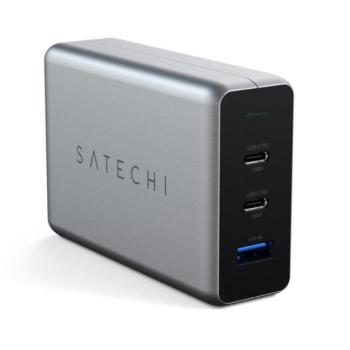 Satechi hálózati gyorstöltő Hub, 2xUSB-C, 1XUSB-A, PD, GaN, 100W, szürke kép