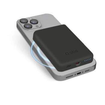 SBS TEBB5000MAG1CK indukciós powerbank 1xUSB-C csatlakozással 5000mAh 10W Qi - fekete kép
