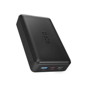 SBS TTBB20000FASTK powerbank 2xUSB-A és 1xUSB-C csatlakozással 20000mAh 10W - fekete kép