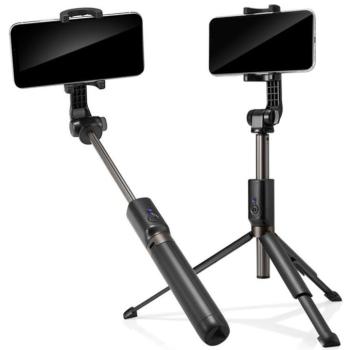 Selfie bot, 18 - 70 cm, 295°-ban forgatható, exponáló gombbal, bluetooth-os, v4.0, tripod állvány funkció, Spigen Velo S540W, fekete kép