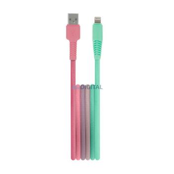 Setty kábel USB - Lightning 1,5 m 2,4A KGA-L-1.52420 türkiz-rózsaszínes színátmenet kép