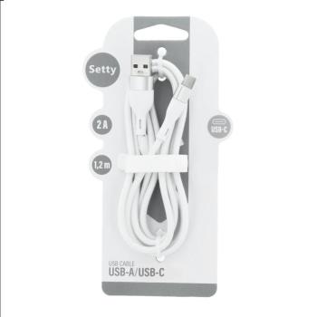 Setty KSA-C-1.220 USB-A - Type-C kábel 2A 1.2m - fehér kép