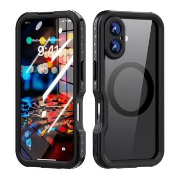 SHELLBOX GT műanyag telefonvédő (360°-os védelem, erős ütésállóság, műanyag előlap, IP68, MagSafe) FEKETE Apple iPhone 16 kép