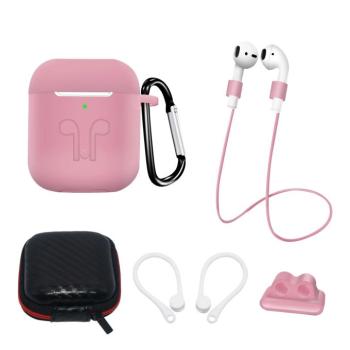 SILICONE Case Set AirPods 2 / AirPods 1 + tok / fülhorog / nyakpánt / óraszíj tartó / karabiner | kék kép