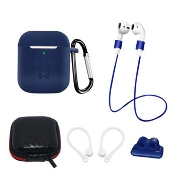 SILICONE Case Set AirPods 2 / AirPods 1 + tok / fülhorog / nyakpánt / óraszíj tartó / karabiner | rózsaszín kép