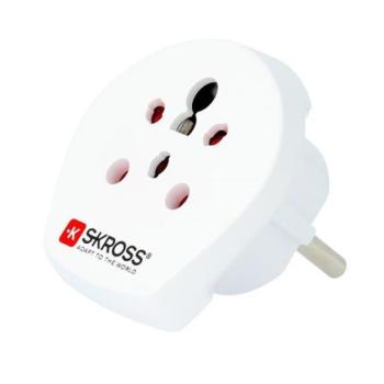 SKROSS hálózati csatlakozó adapter (240V, IND, ISR, DEN - EU2 pin, földelt, utazótöltő) FEHÉR CAT S60, Apple iPhone 7 4.7, Apple iPhone 7 Plus 5.5, Evolveo Strongphone Q5, Blackberry DTEK50 , kép