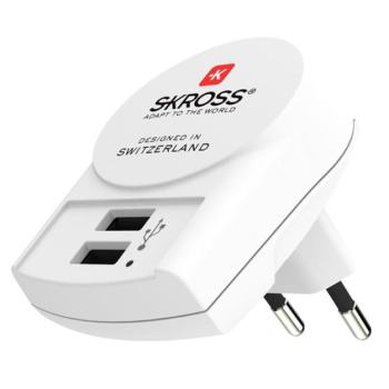 SKROSS hálózati töltő 2 USB aljzat (5V / 2400mA) FEHÉR CAT S60, Apple iPhone 7 4.7, Apple iPhone 7 Plus 5.5, Evolveo Strongphone Q5, Blackberry DTEK50 , HTC Desire 825, Vodafone Smart turbo 7 (VF kép