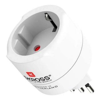SKROSS utazó adapter (250V/1A, EU2 pin - CH, IT, BR, földelt) FEHÉR kép