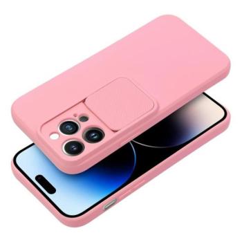 Slide Apple iPhone 15 Pro Max kameravédős szilikon tok, rózsaszín kép